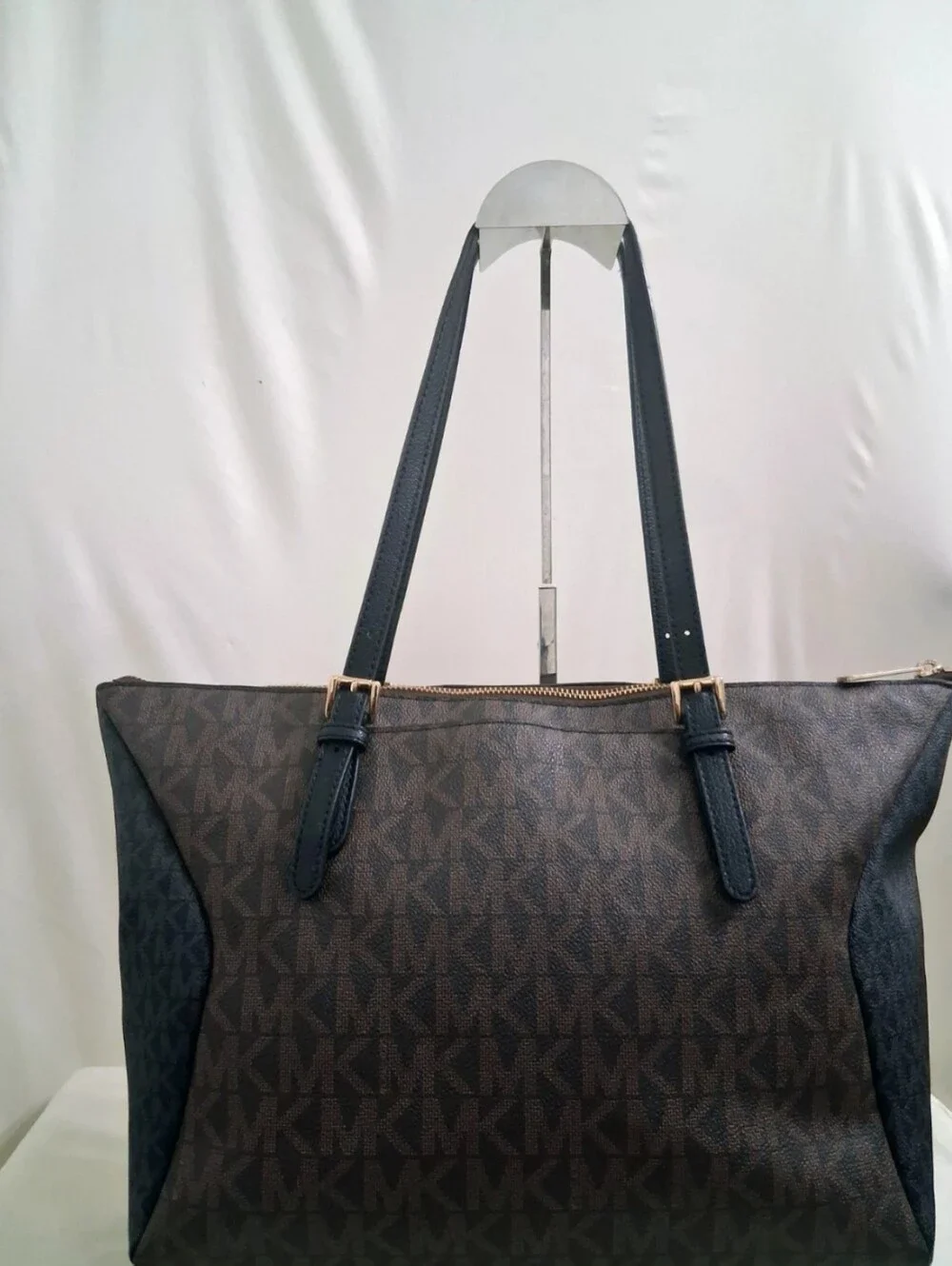 Michael Kors Coraline Logo Saffiano Leather Black & Brown Tote Bag